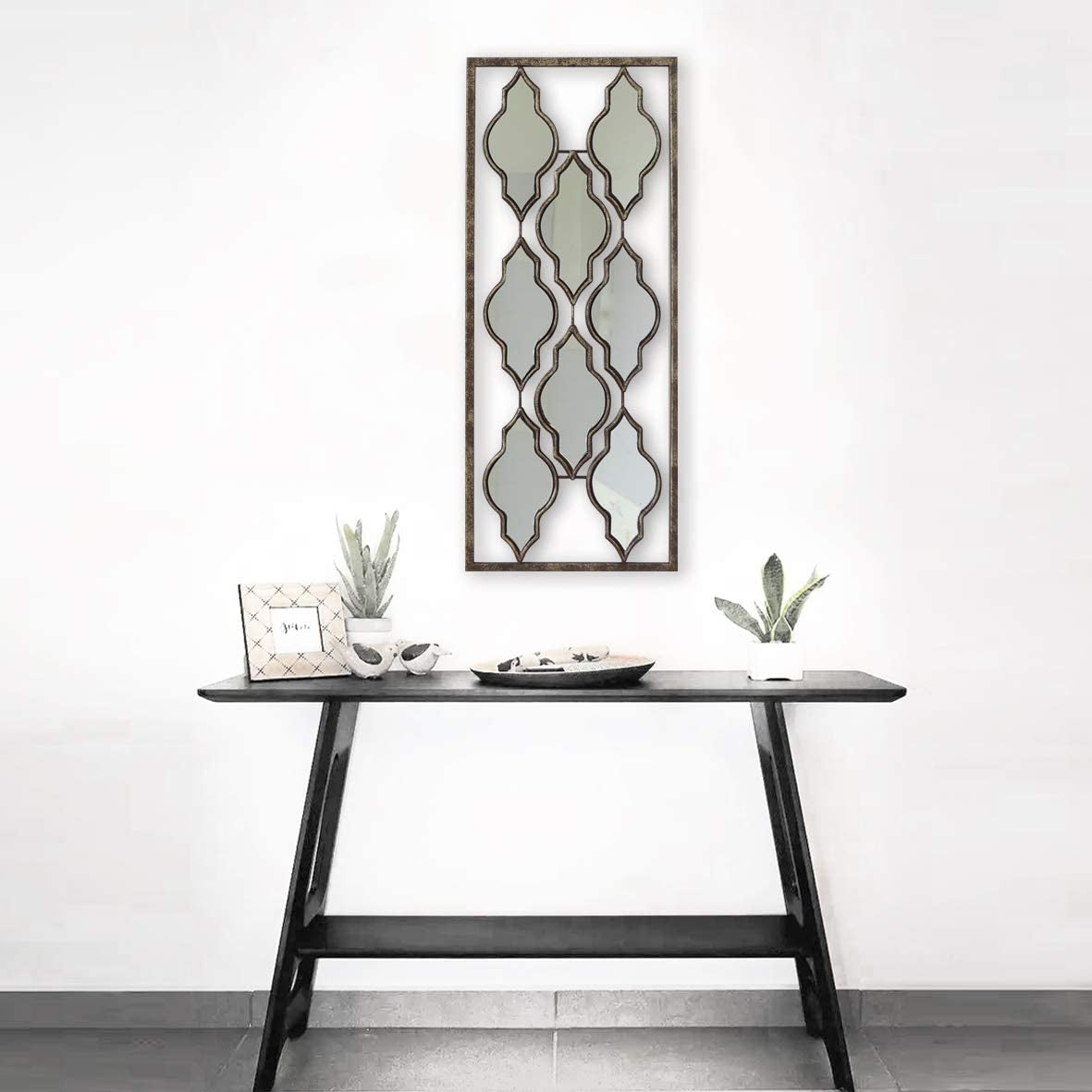 New Aluminum/Metal Wall Decor with Frame 10"X24" (Moroccan Mirrors)