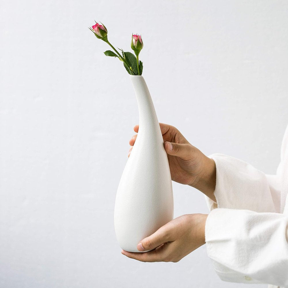 Ceramic Vase Pack 2, White Modern Bud Vase , Ceramic Modern Vase Decor , Sculpture Decor , Fire Place Decoration , Mid Century Modern Drip