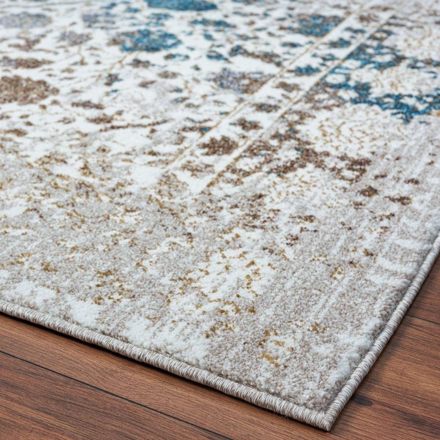 Rug 6495 – Distressed Floral Area Rug, Cream 9X12