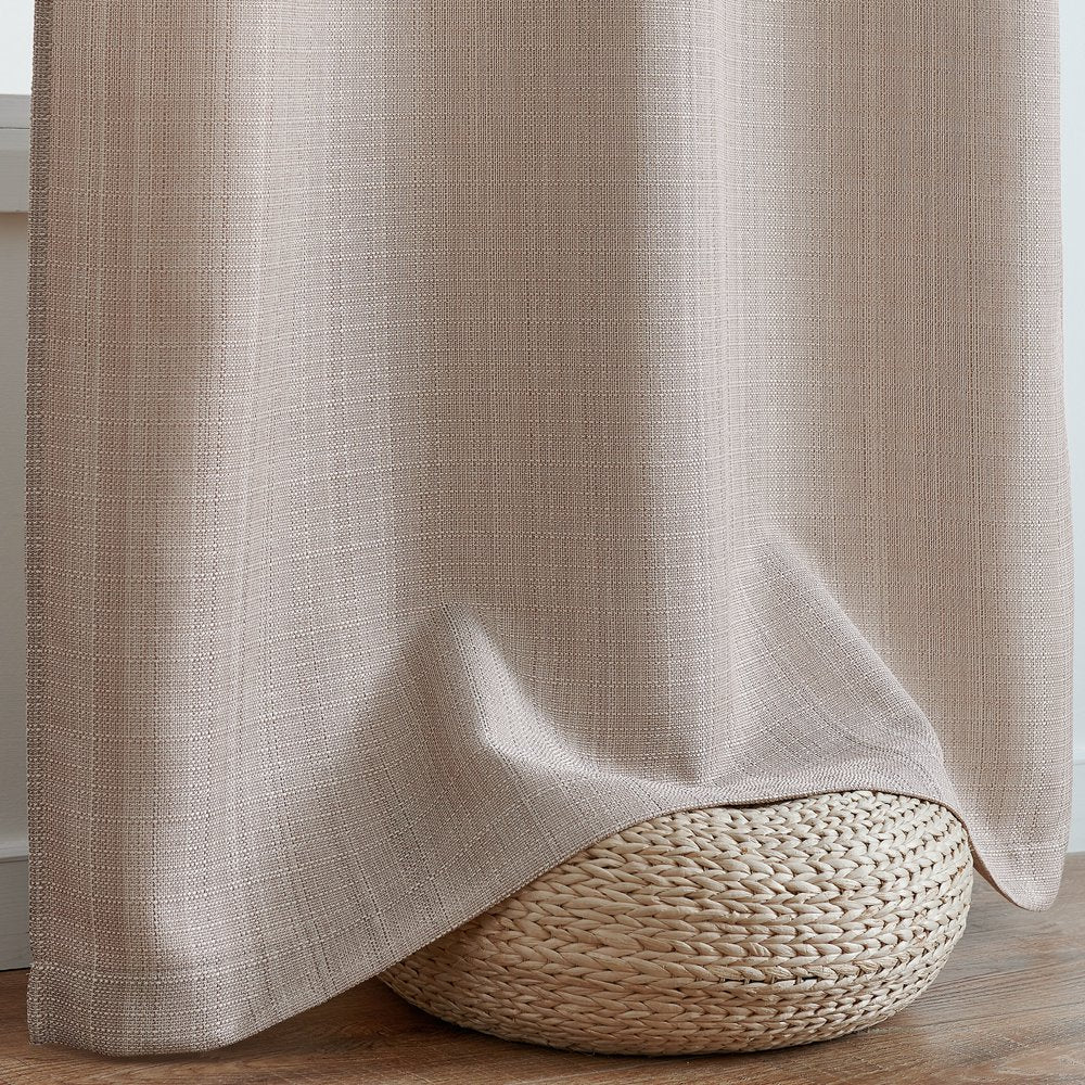 Taupe Curtains for Living Room 63 Inches Linen Textured Curtains Light Filtering Back Tab Curtains Casual Weave Back Tab Drapes 2 Panels