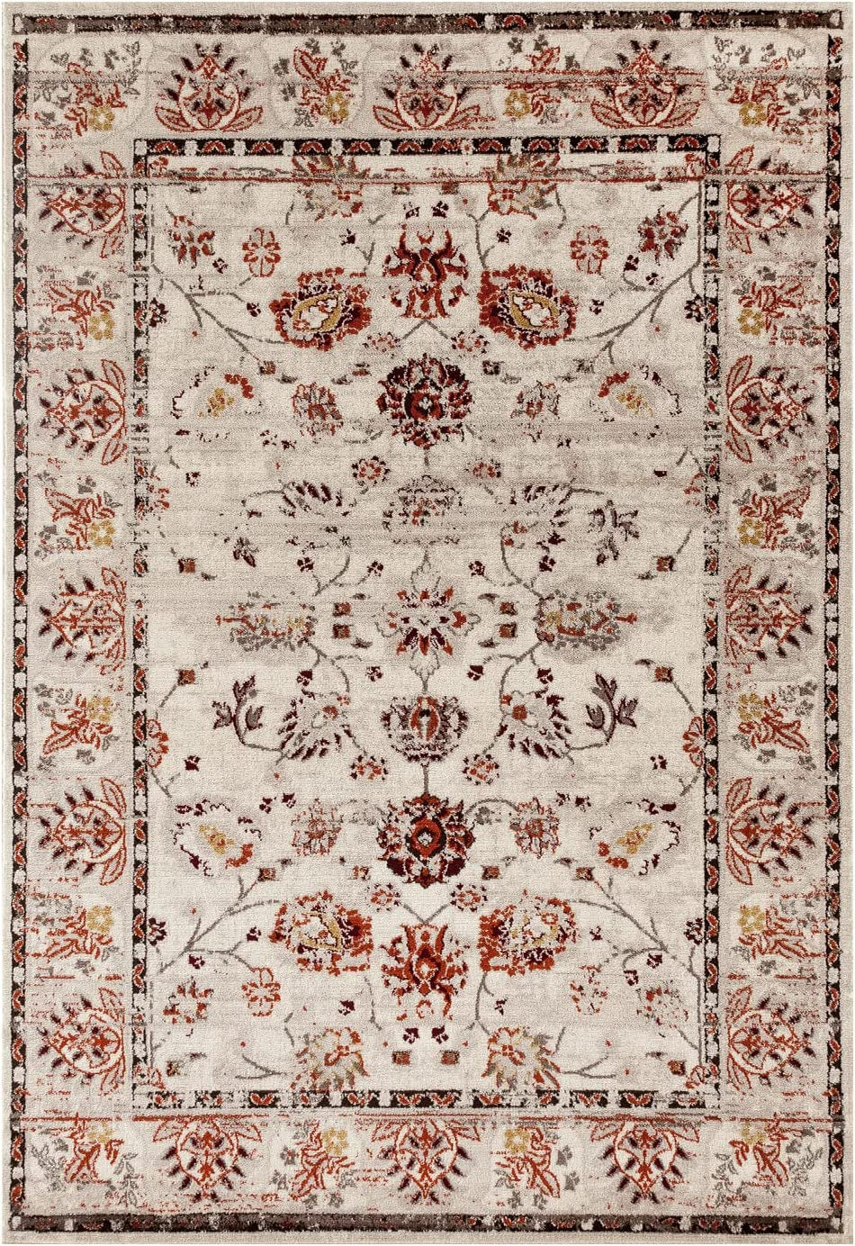 1639 Cream 5 X 7 Area Rug Carpet Large New