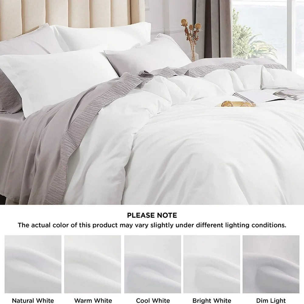 Queen White Polyester Microfiber Material Duvet Covers 3 Pieces, 1 Duvet Cover and 2 Pillow Shams