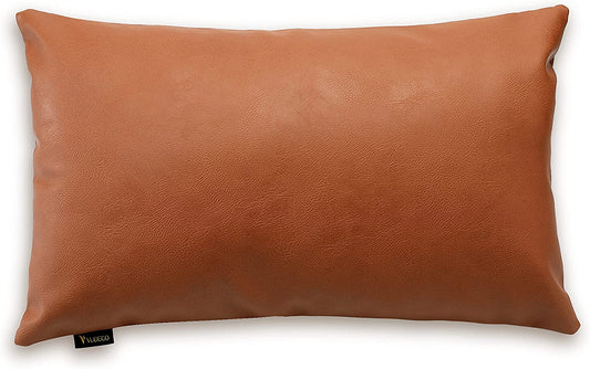 Faux Leather Pillow Cover 12X20 Lumbar Linen Decorative Boho Pillow Covers Accent Leather Throw Pillow Covers Couch Farmhouse Rustic Accent Brown Pillow Covers Modern Bed Sofa Cushion Decor