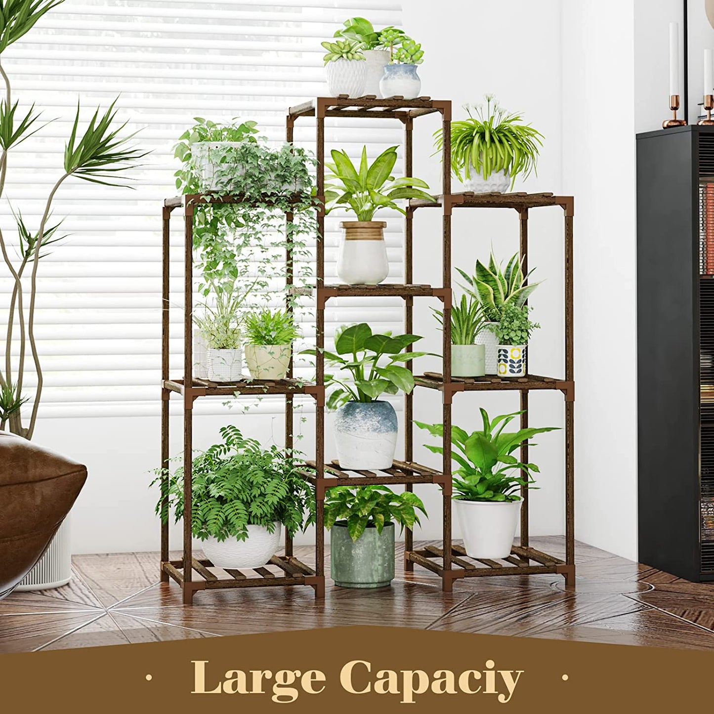 Stand Indoor Plant Rack Wood Outdoor Tiered Shelf for Multiple Plants, Ladder Holder