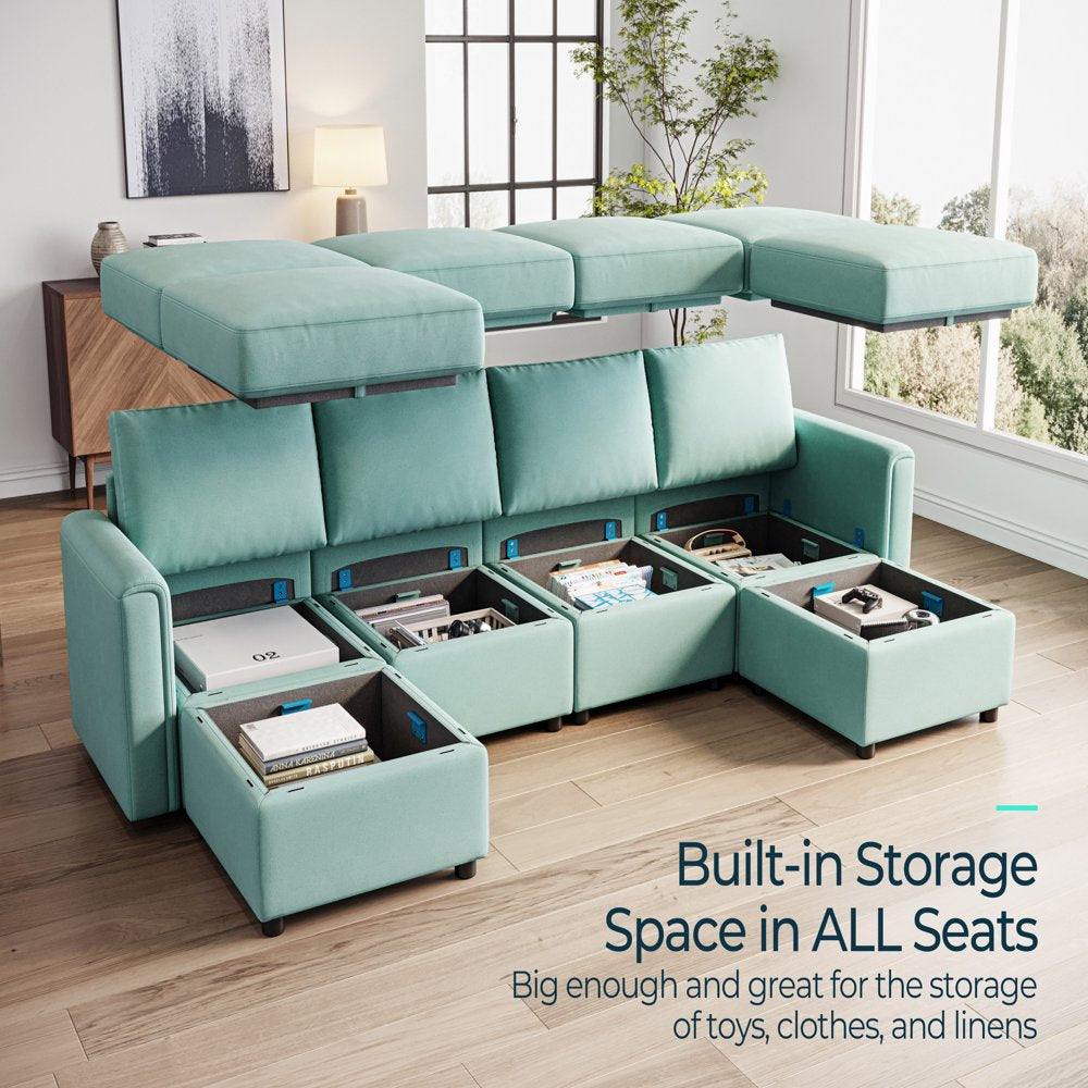 Modular Couches and Sofas Sectional with Storage Sectional Sofa U Shaped Sectional Couch with Reversible Chaises, Teal