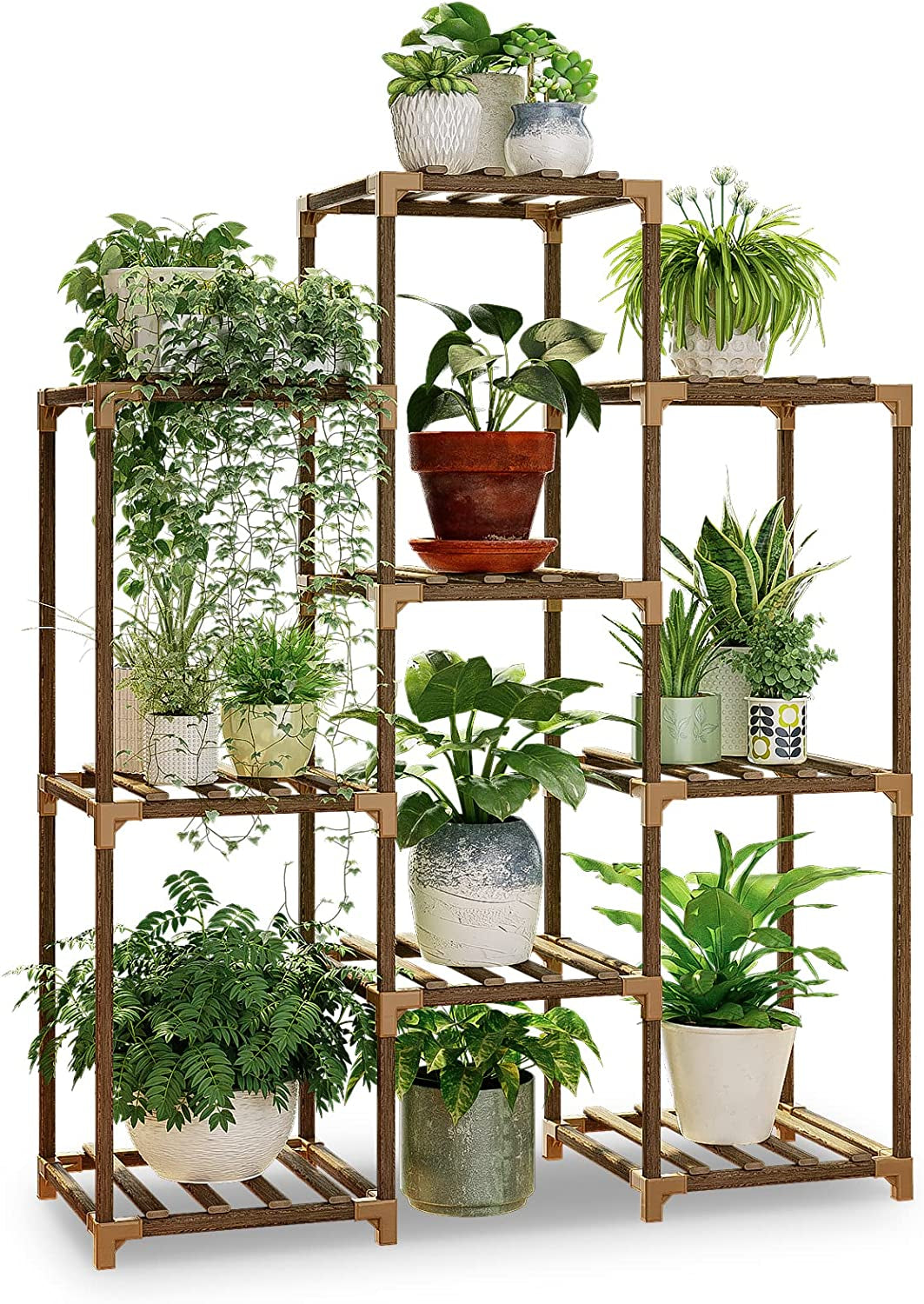 Stand Indoor Plant Rack Wood Outdoor Tiered Shelf for Multiple Plants, Ladder Holder