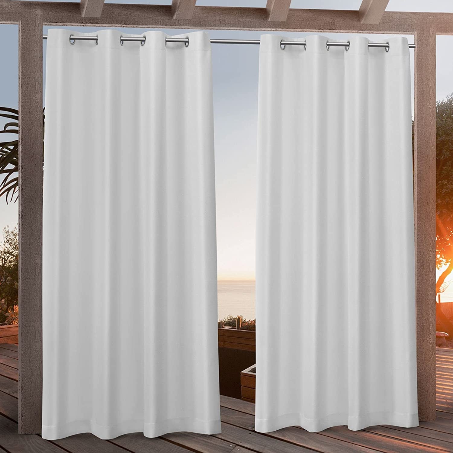 Canvas Indoor/Outdoor Grommet Top Curtain Panel Pair, 54"X84", Winter