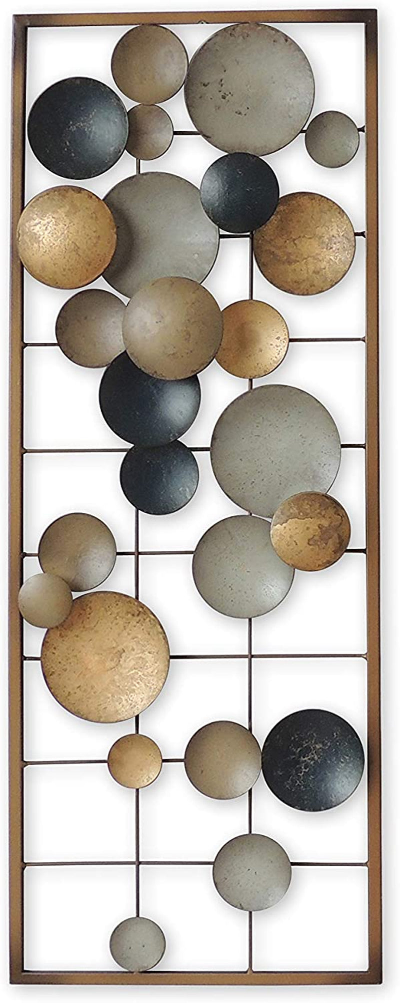 New Aluminum/Metal Wall Decor with Frame (Circles Earth Colors),Living Room