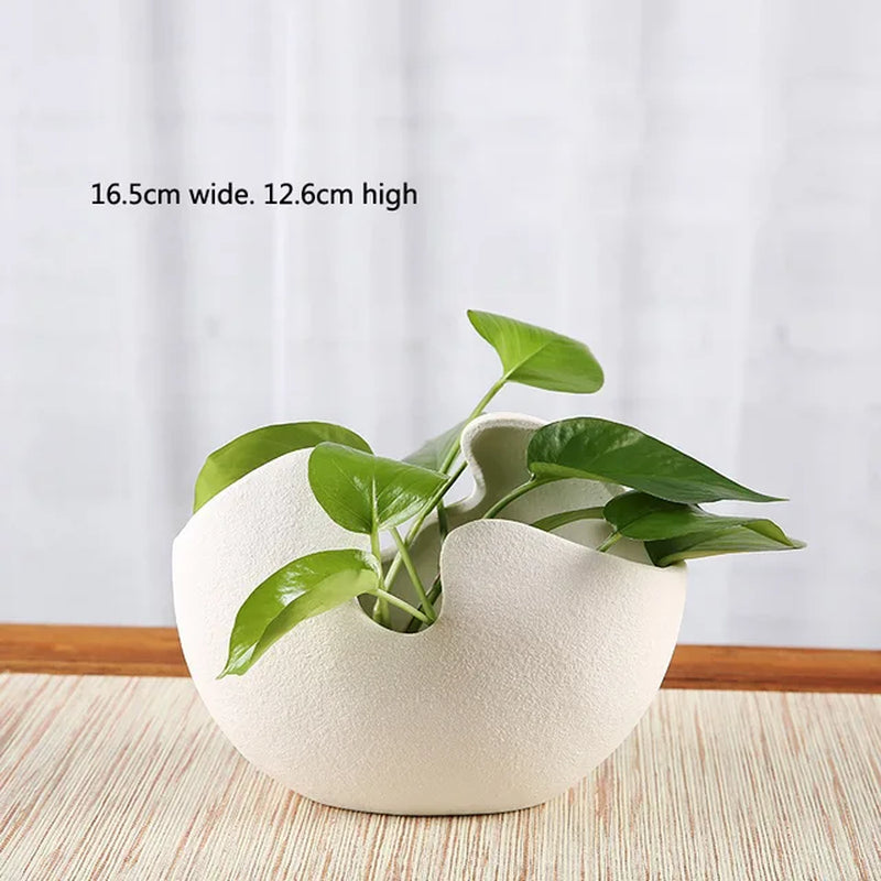 Modern White Ceramic Egg Shell Vase, Vegetarian Art Flower Pot, Home Desktop Decoration Ornaments, Crafts Gift