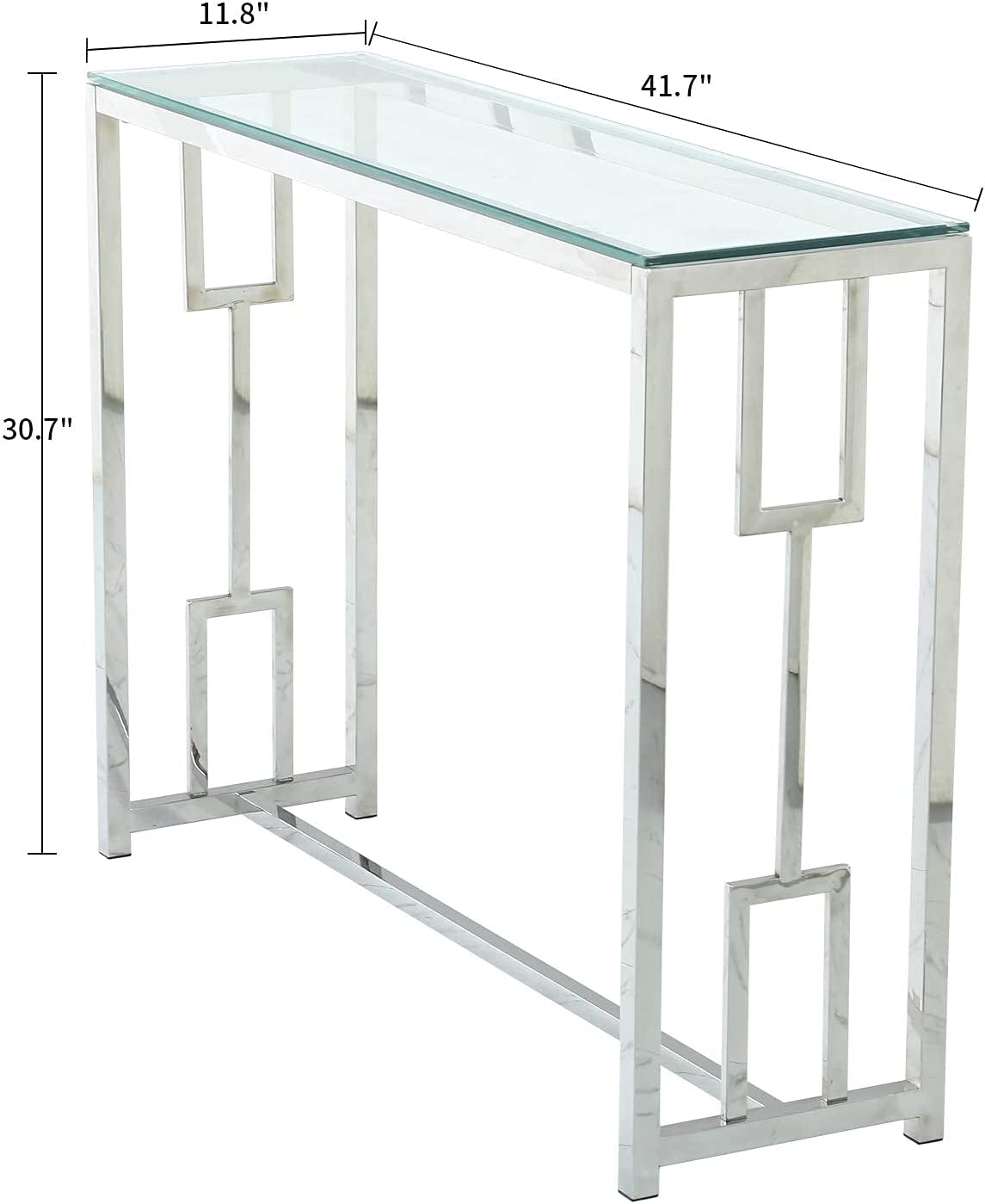 Console Tables for Entryway Silver Glass Console Table Mirrored Console Table Entryway Hallway Table Narrow Console Table Sofa Tables for Hallyway, Entryway Living Room,42X12X31 Inch