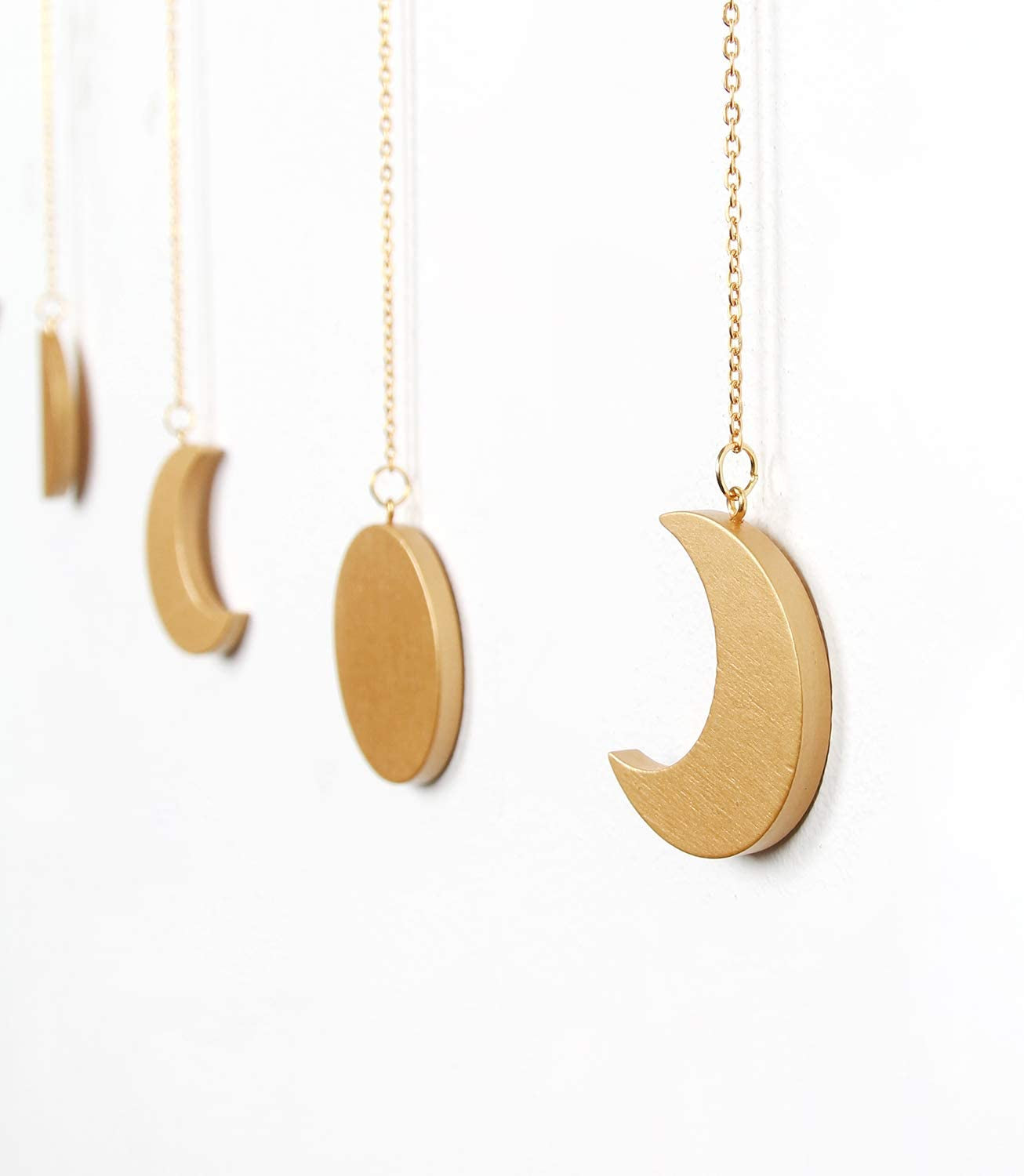 Moon Phase Wall Hanging Moon Decor Moon Wall Decor Wall Art Bedroom Boho Hanging Ornaments for Bedroom Wedding Home Office Nursery Room Dorm（Gold）