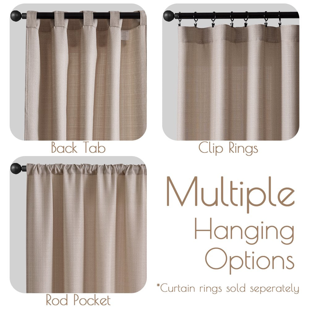 Taupe Curtains for Living Room 63 Inches Linen Textured Curtains Light Filtering Back Tab Curtains Casual Weave Back Tab Drapes 2 Panels